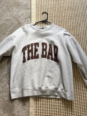 The Bar Crewneck Sweatshirt - Light Gray with Brown Logo